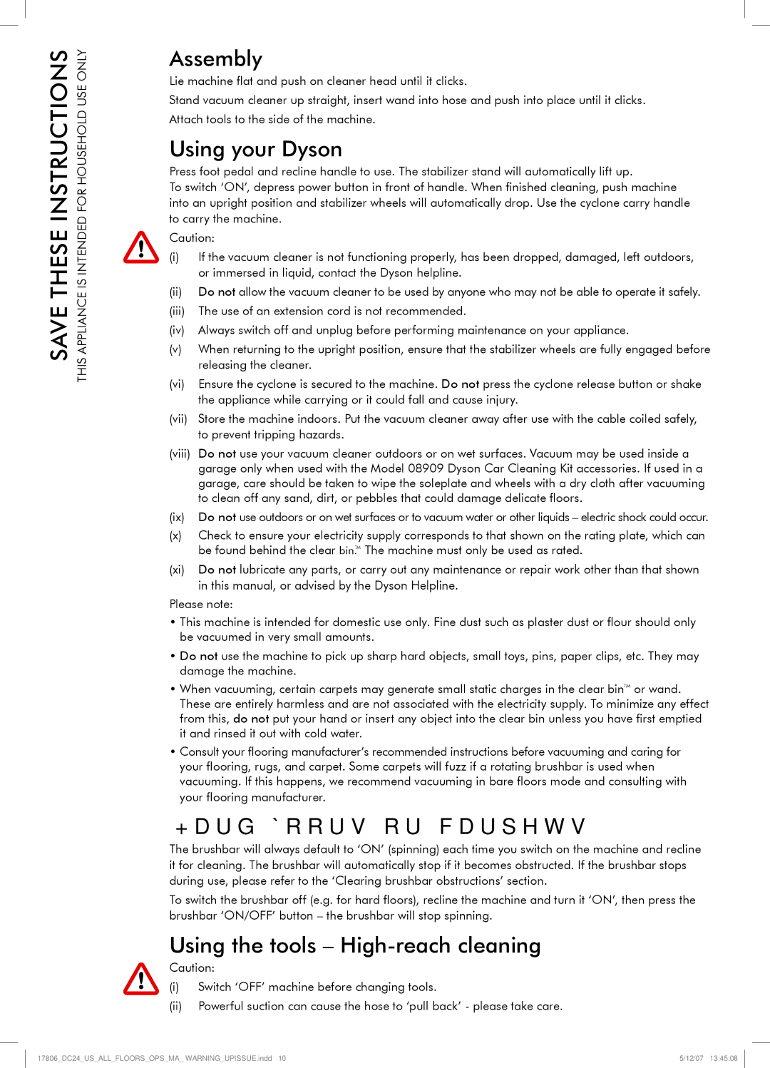 Dyson DC24 manual Assembly, Using your Dyson, Hard floors or carpets, Using the tools High-reach cleaning 