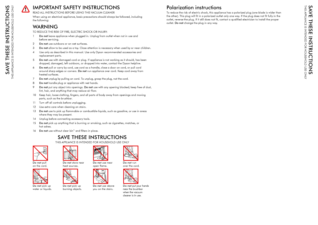 Dyson DC25ANIMAL, DC25ALLFLOOR, DC25 All manual Important Safety Instructions 