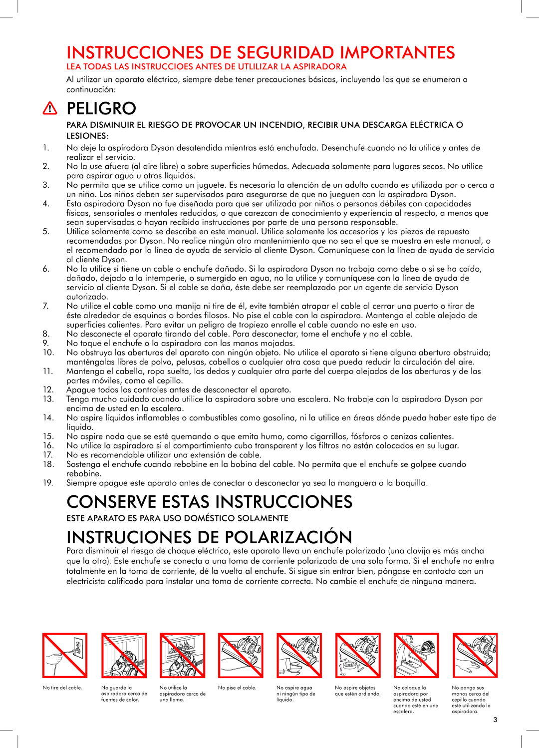 Dyson DC26 warranty Instrucciones DE Seguridad Importantes 