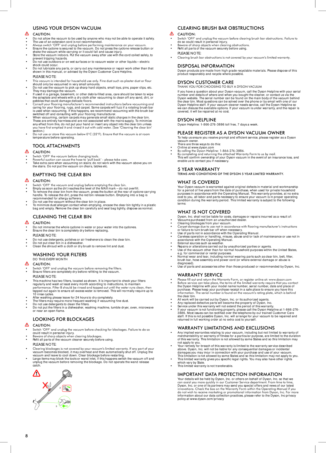 Dyson DC26 warranty Dyson Helpline 