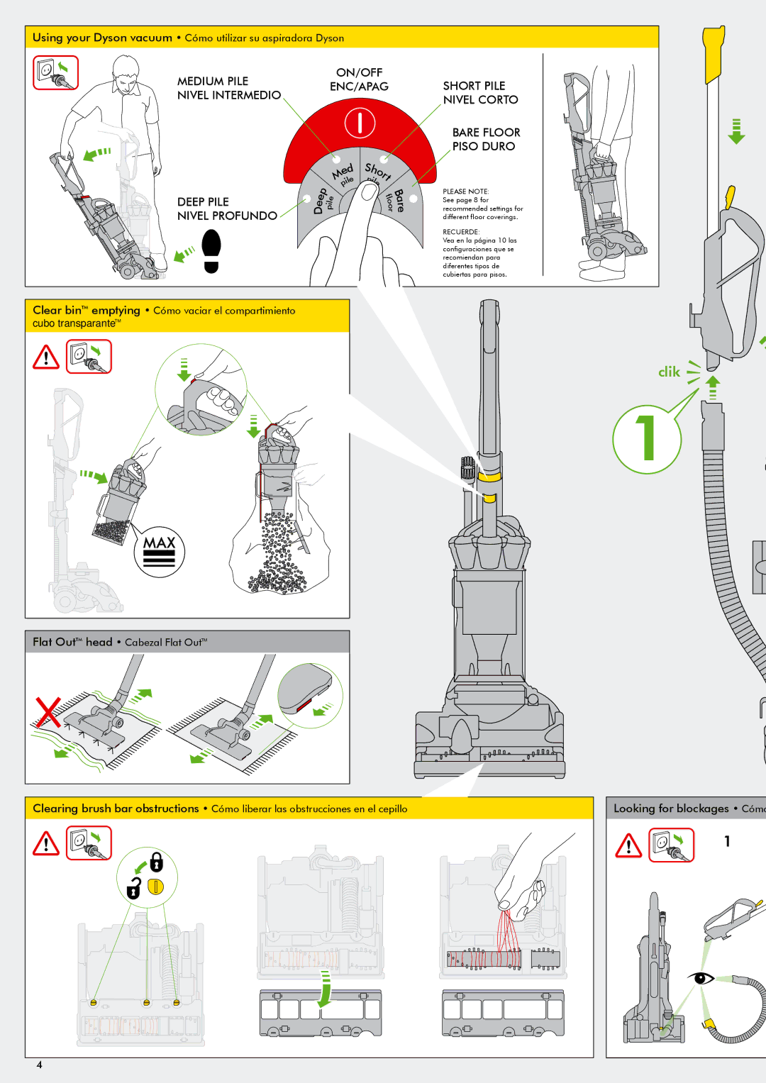 Dyson DC28 warranty Using your Dyson vacuum Cómo utilizar su aspiradora Dyson 