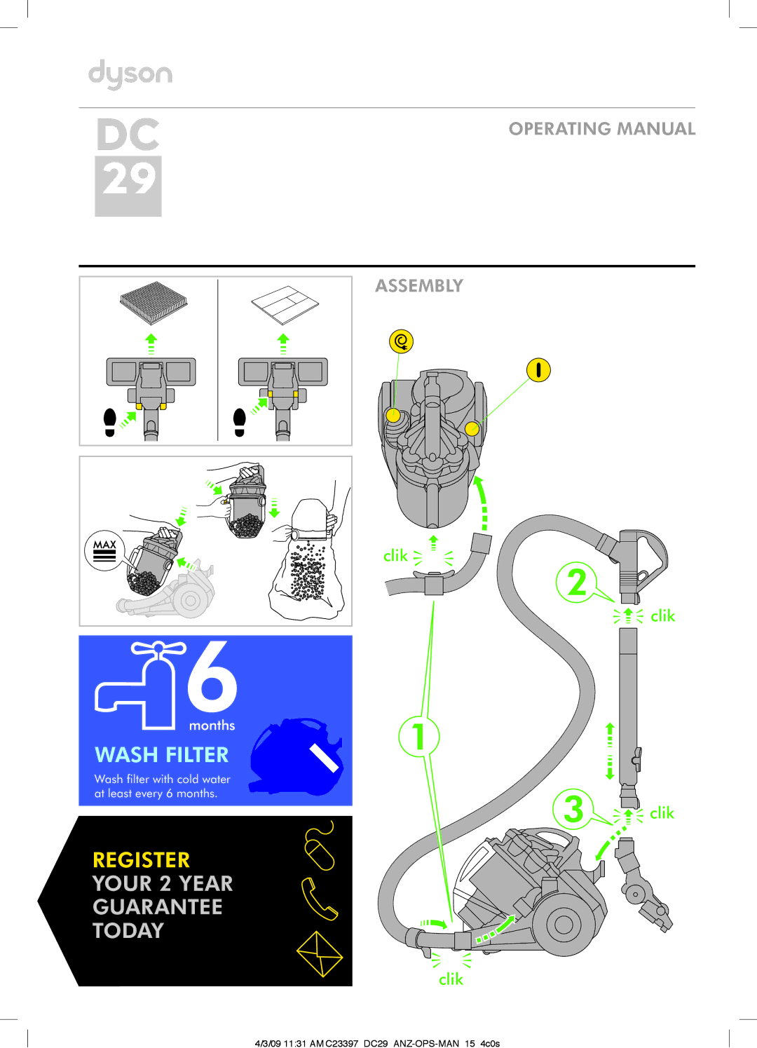 Dyson DC29 manual Operating Manual, Assembly 