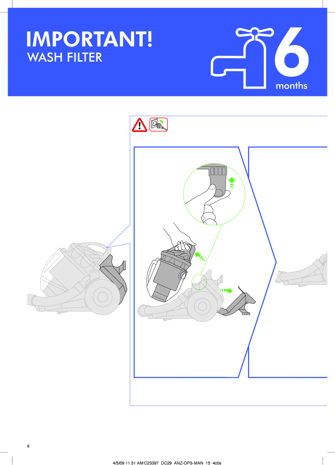 Dyson DC29 manual Wash Filter 