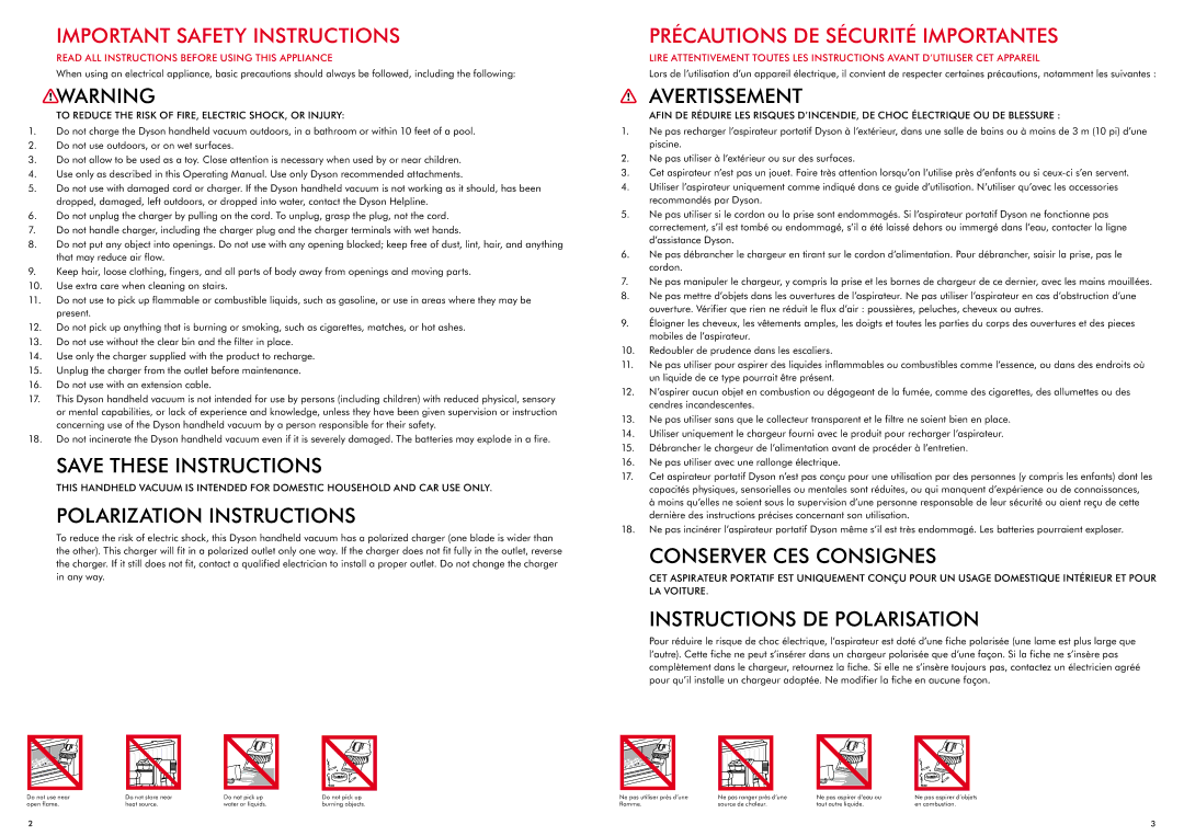 Dyson DC31 warranty Important Safety Instructions, To Reduce the Risk of FIRE, Electric SHOCK, or Injury 