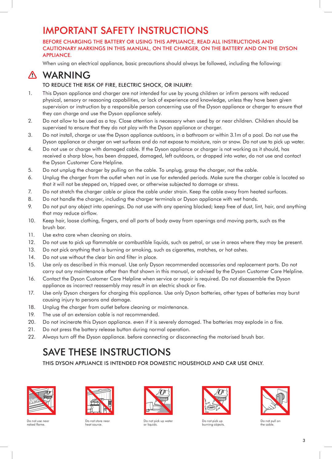 Dyson DC34 manual Important Safety Instructions, To Reduce the Risk of FIRE, Electric SHOCK, or Injury 