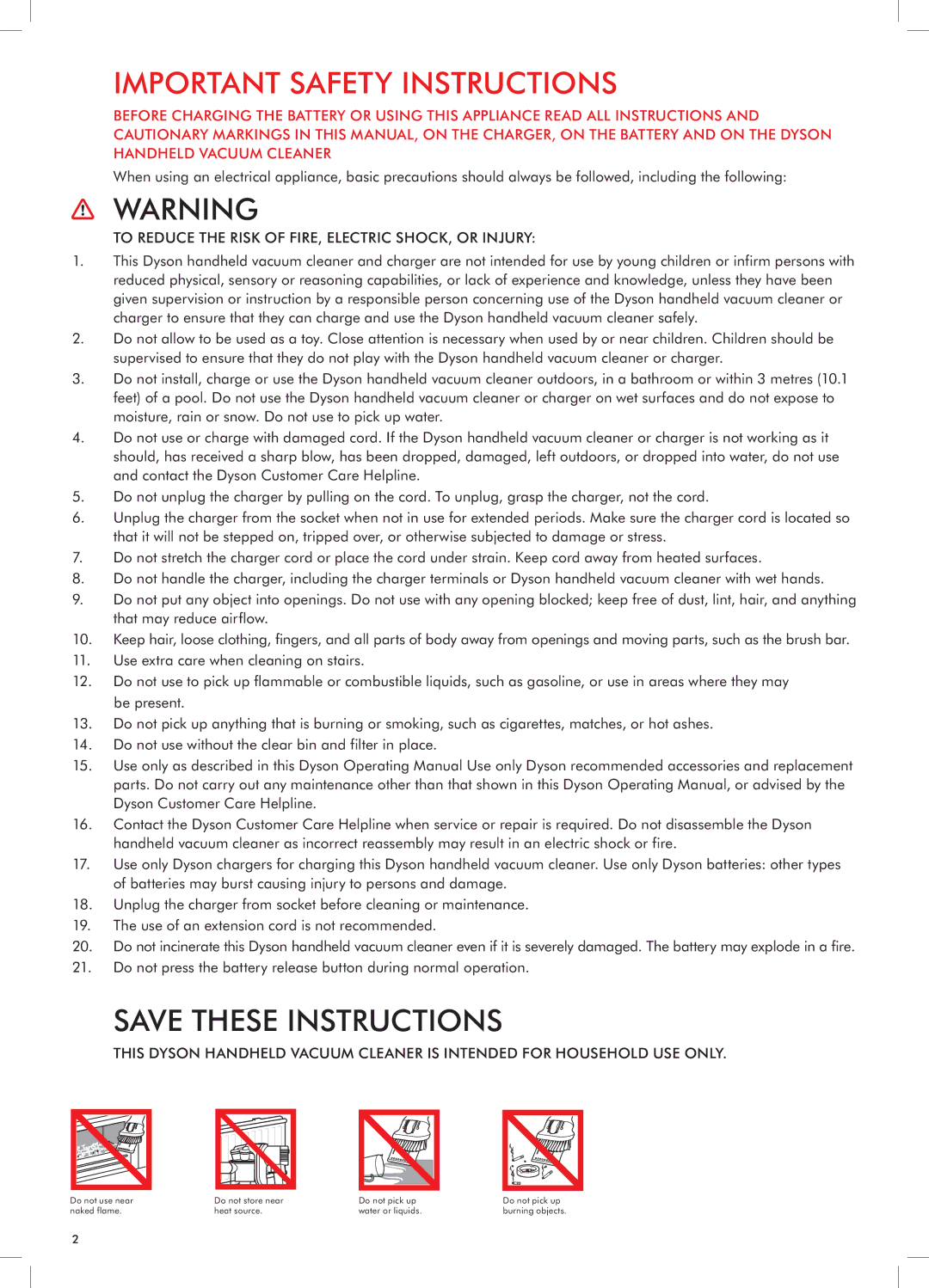 Dyson DC34 warranty Important Safety Instructions, To Reduce the Risk of FIRE, Electric SHOCK, or Injury 