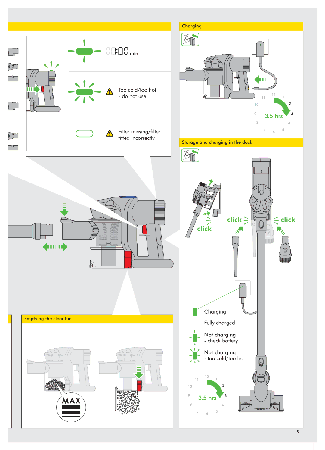 Dyson DC35 manual Charging Storage and charging in the dock 