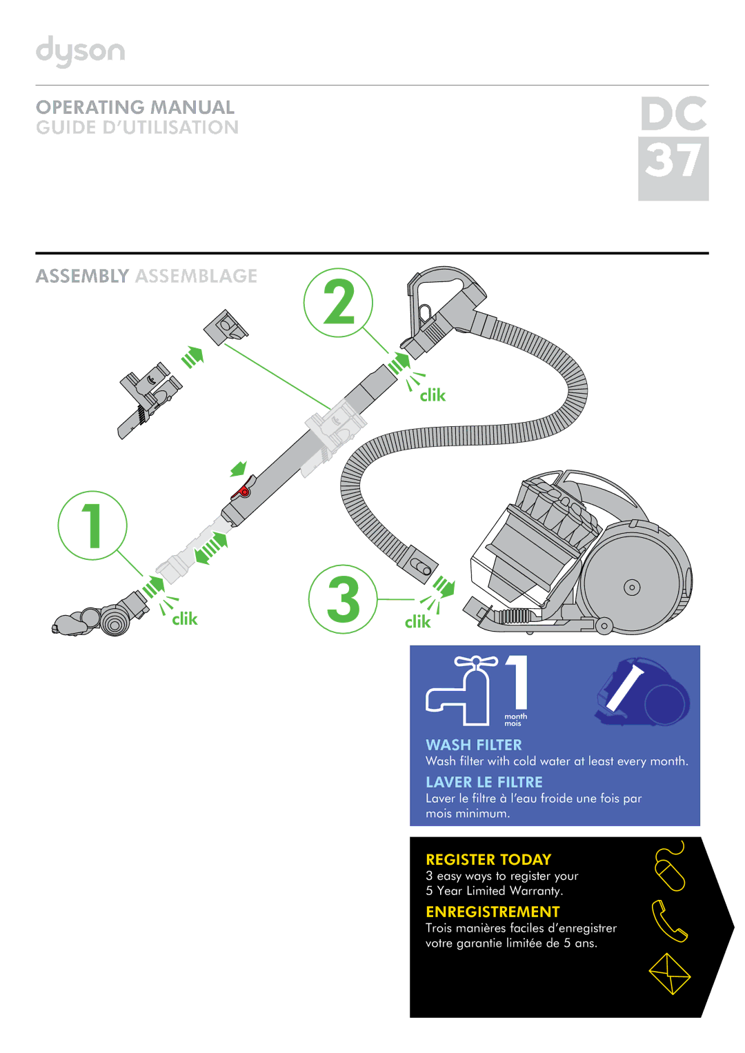 Dyson DC37 warranty Assembly Assemblage 