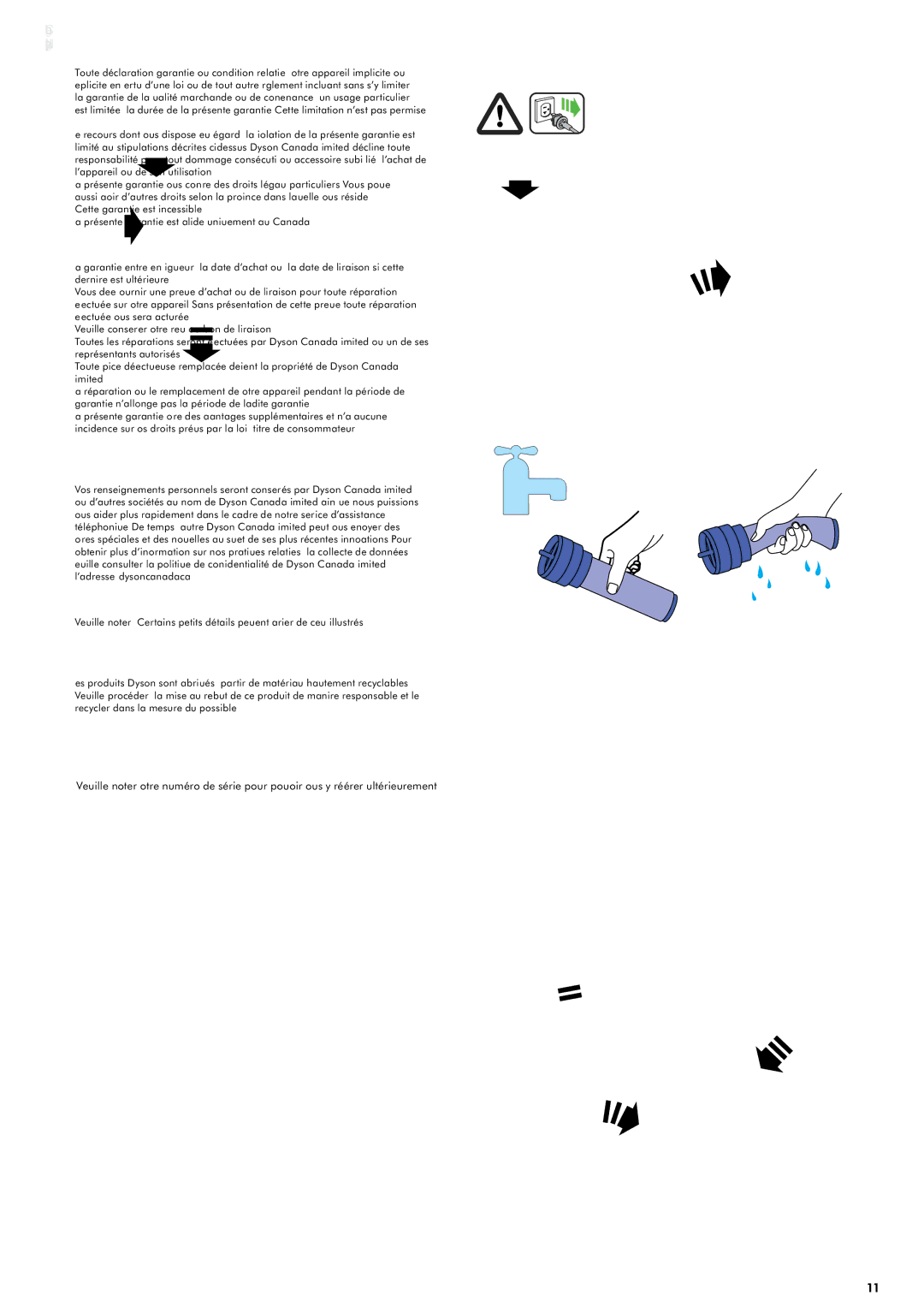 Dyson DC37 Restrictions ET Exclusions DE Garantie, Résumé DE LA Garantie, Information Relative À L’ÉLIMINATION DU Produit 