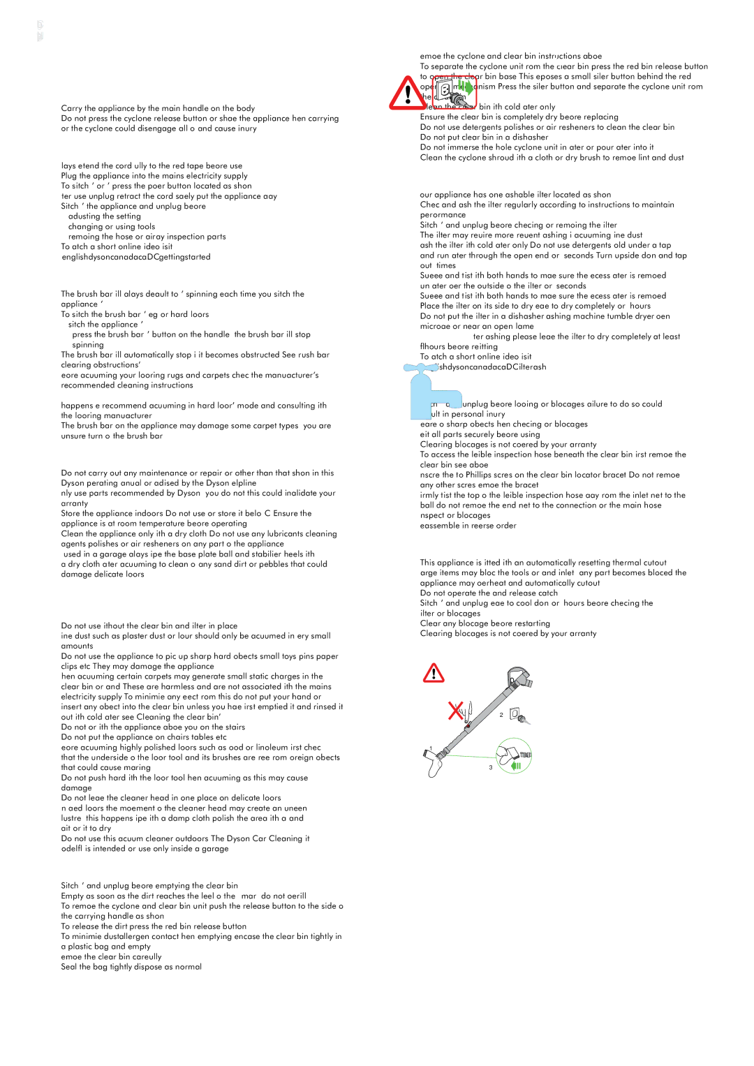 Dyson DC37 Using Your Dyson Appliance, Carrying the Appliance, Operation, Brush BAR, Looking After Your Dyson Appliance 