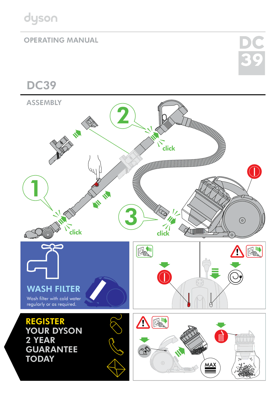 Dyson DC39 manual Year Guarantee Today 