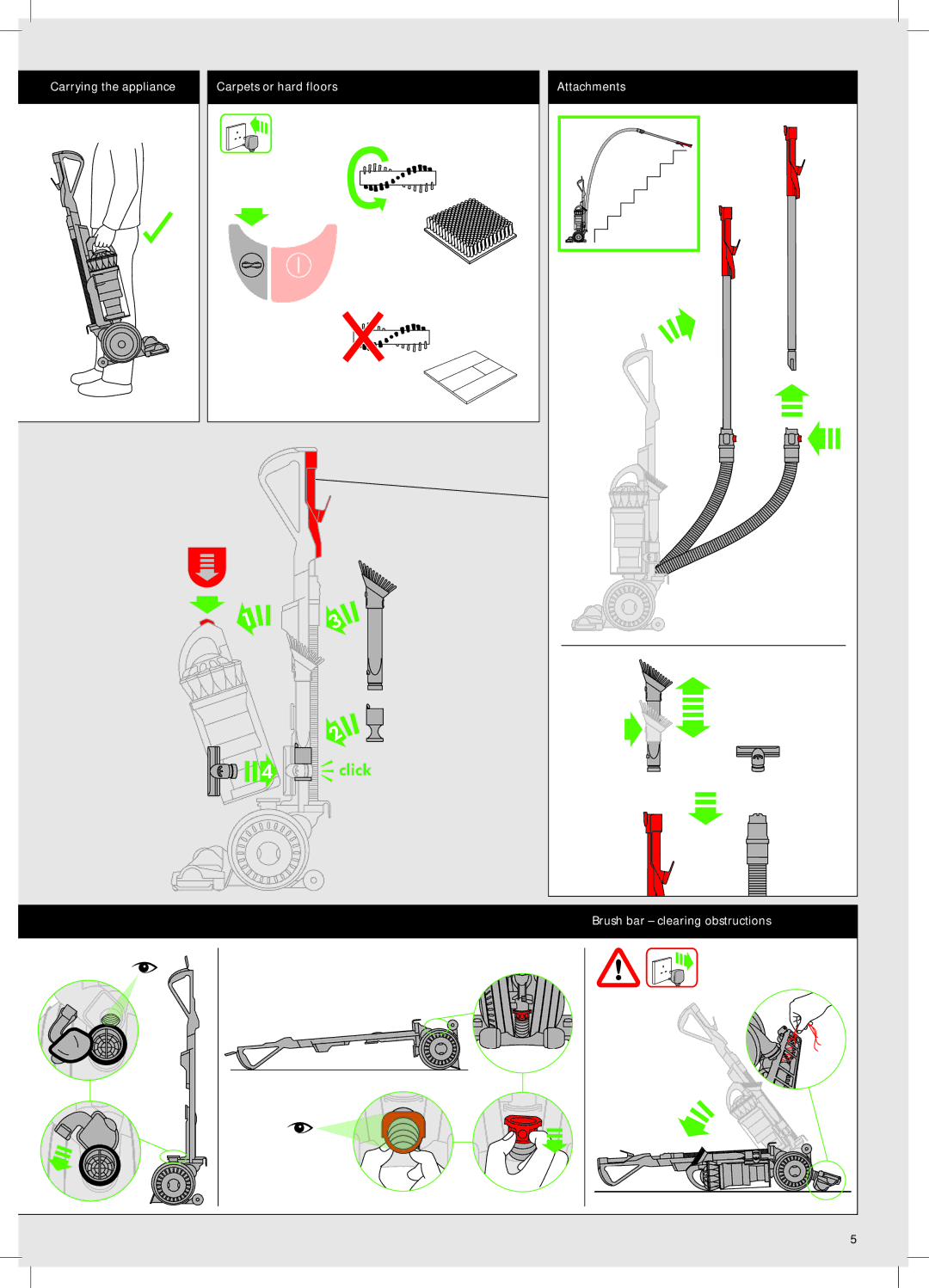 Dyson DC40 manual Carrying the appliance Carpets or hard floors 