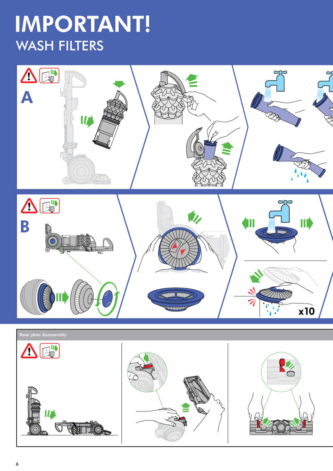 Dyson DC50 manual Wash Filters 