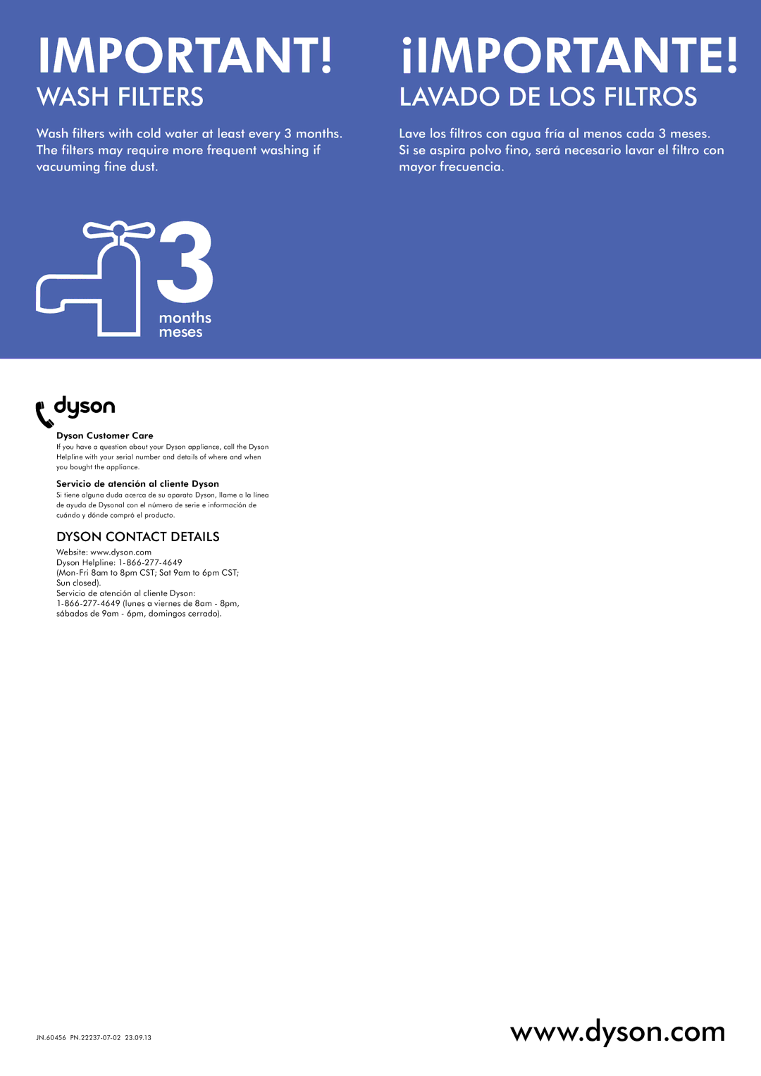 Dyson DC65 warranty Dyson Contact Details, Dyson Customer Care, Servicio de atención al cliente Dyson 