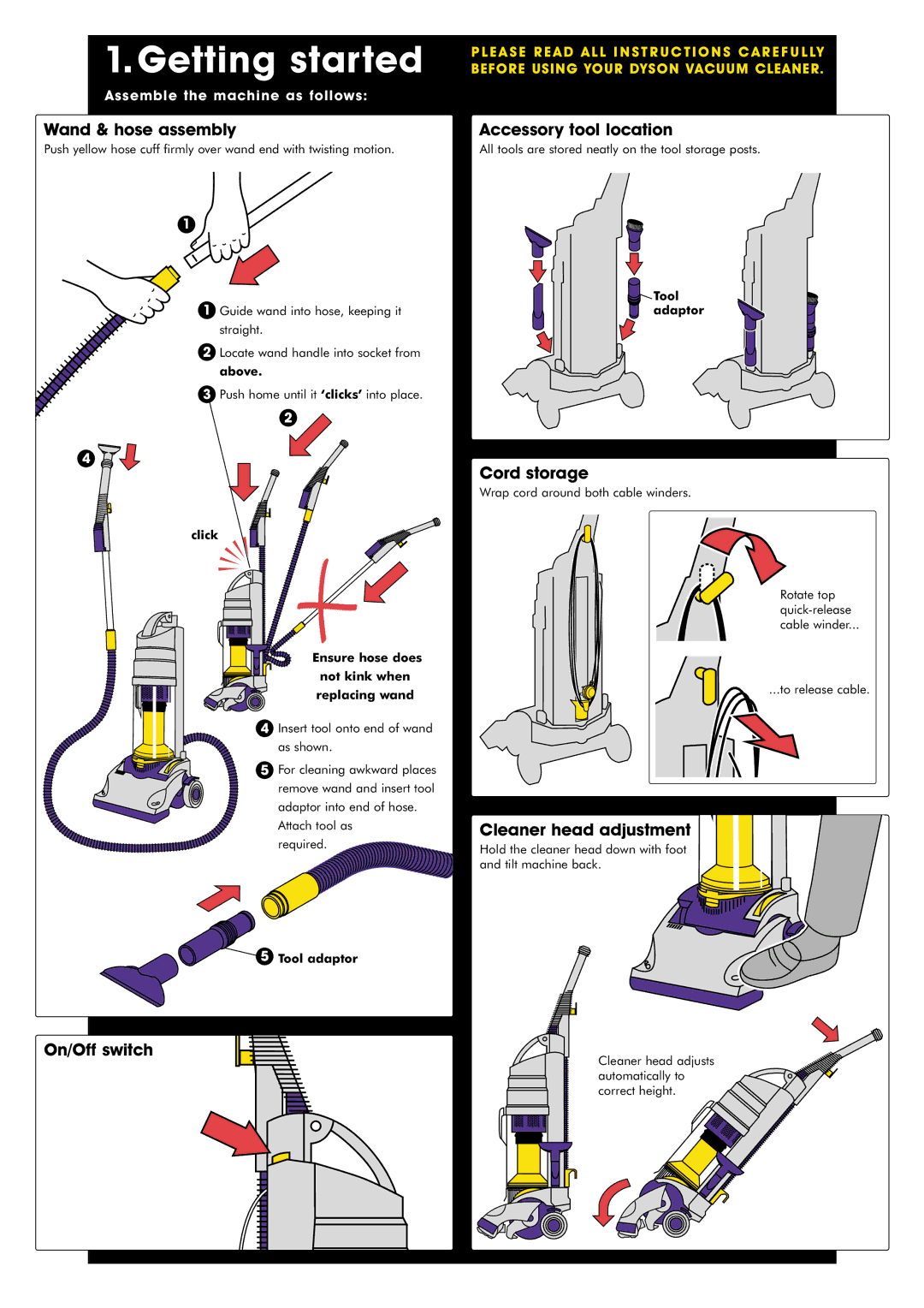 Dyson DCO1 important safety instructions Getting started 