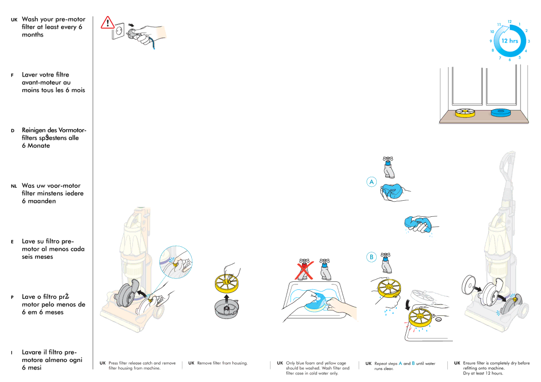 Dyson rootcyclone, DC 07 manual Mesi, 12 hrs 