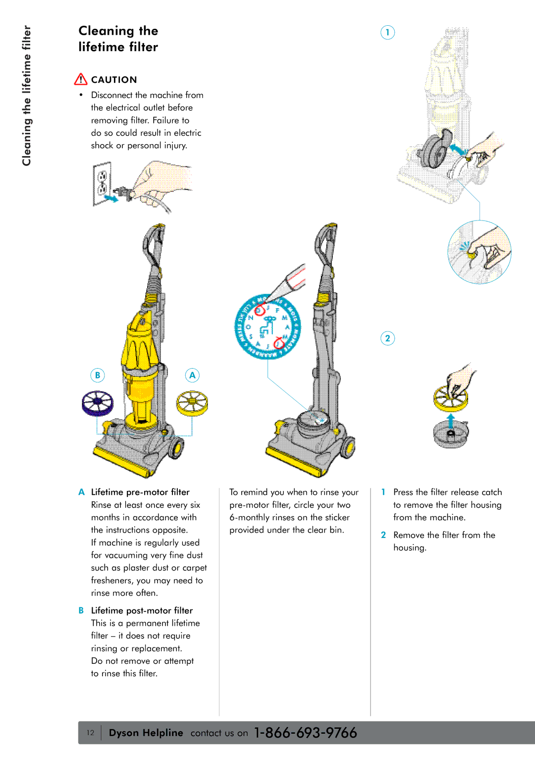 Dyson water filter owner manual Cleaning, Lifetime filter 