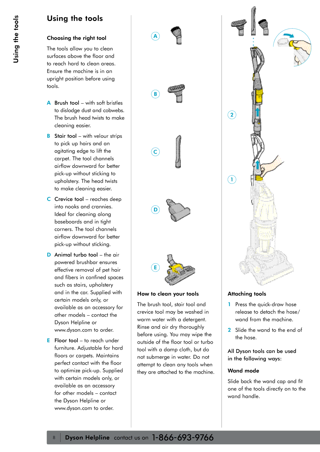 Dyson water filter owner manual Using the tools 