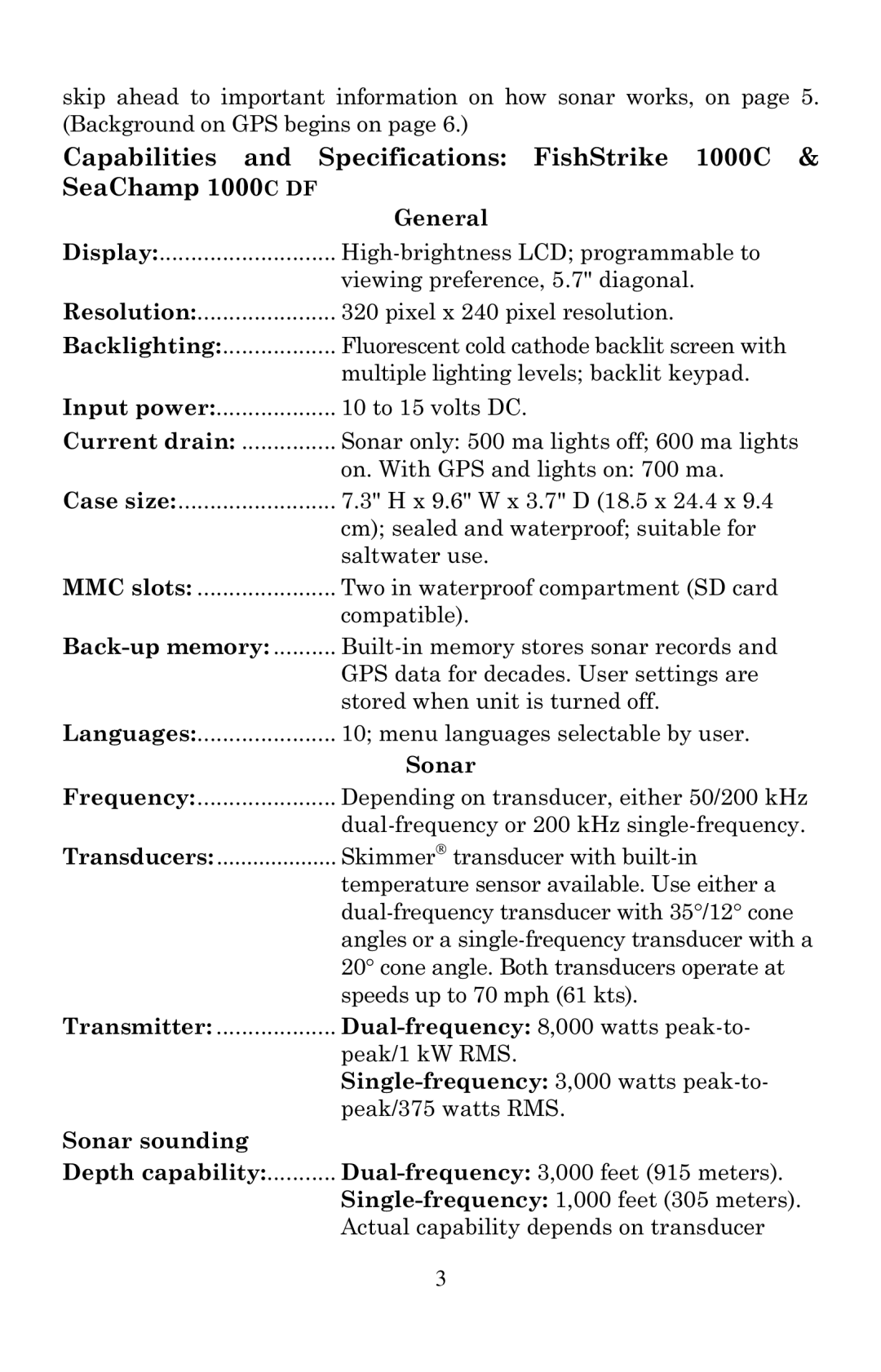 Eagle Electronics 1000C manual General 