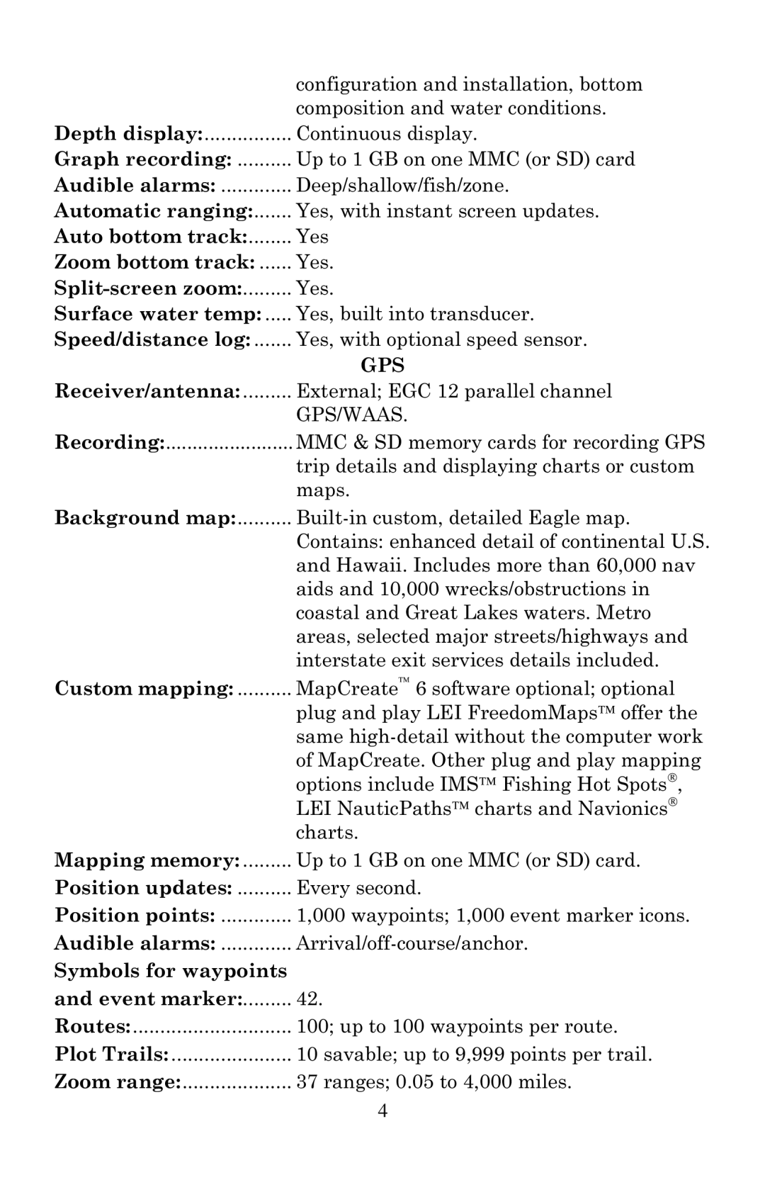 Eagle Electronics 1000C manual Gps 