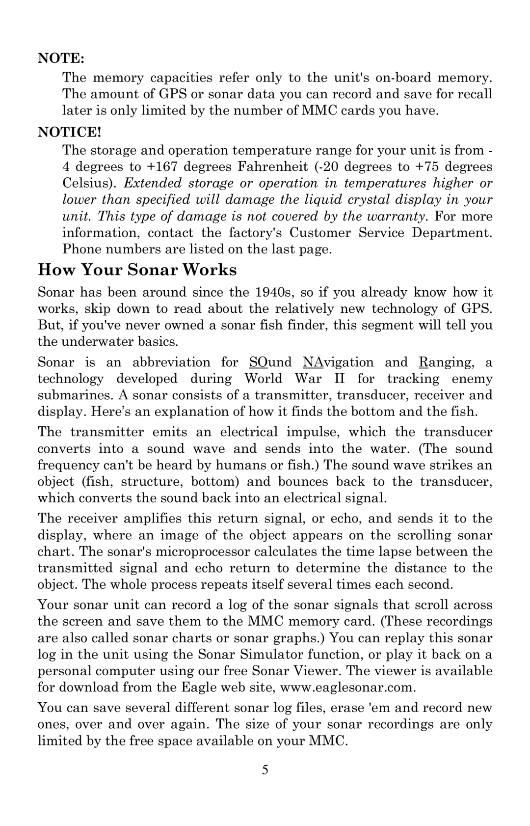 Eagle Electronics 1000C manual How Your Sonar Works 