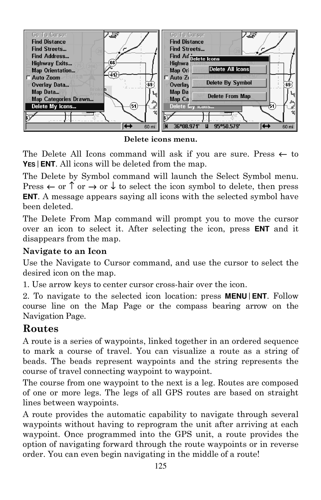 Eagle Electronics 1000C manual Routes, 125 