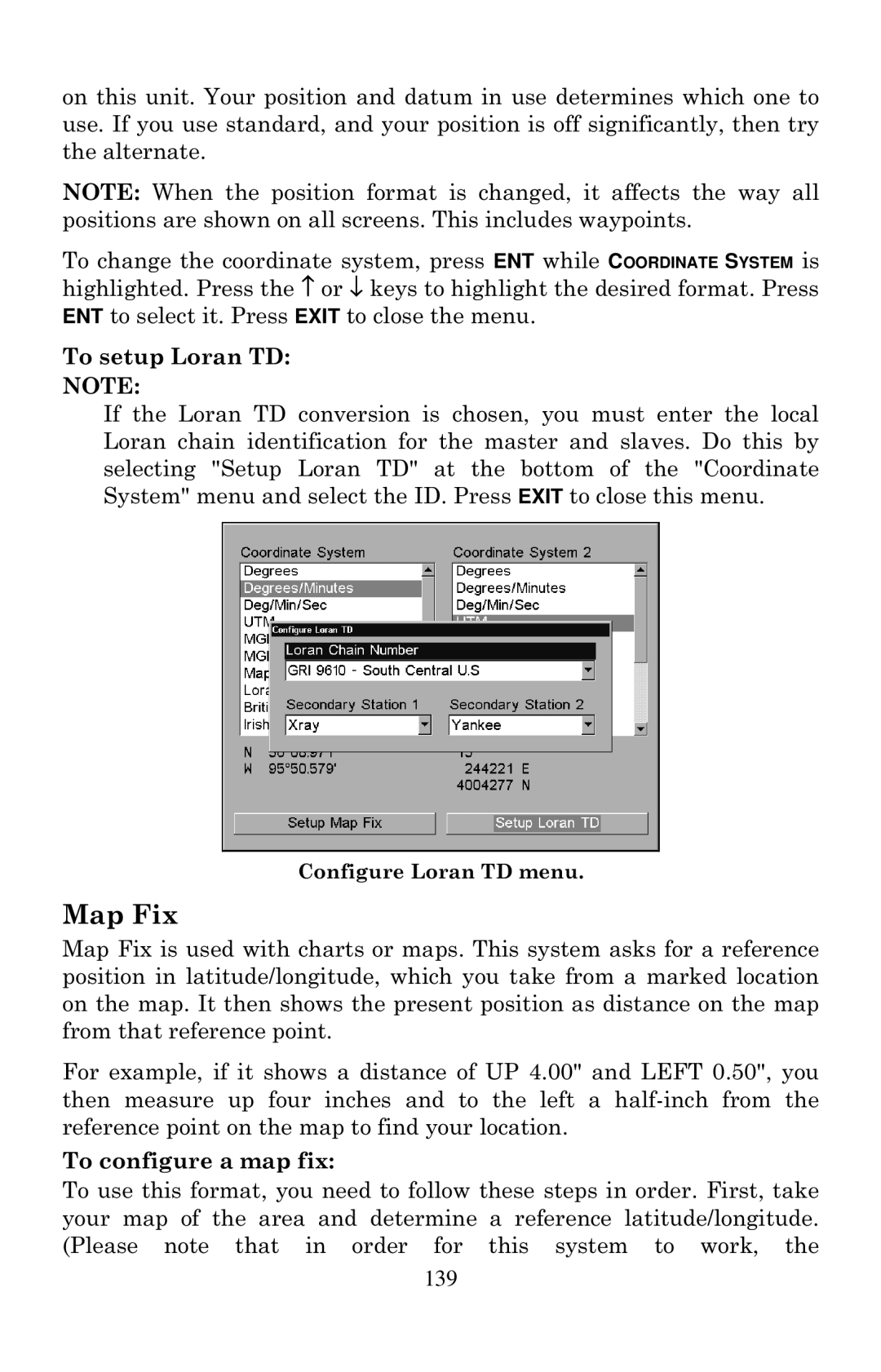 Eagle Electronics 1000C manual Map Fix, 139 