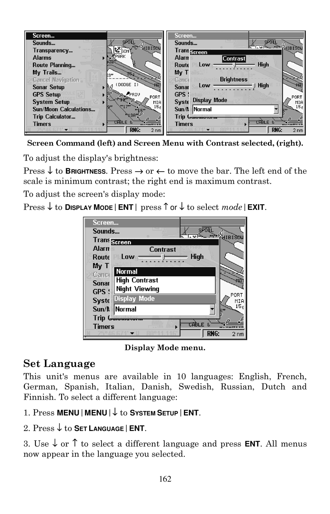 Eagle Electronics 1000C manual Set Language, 162 