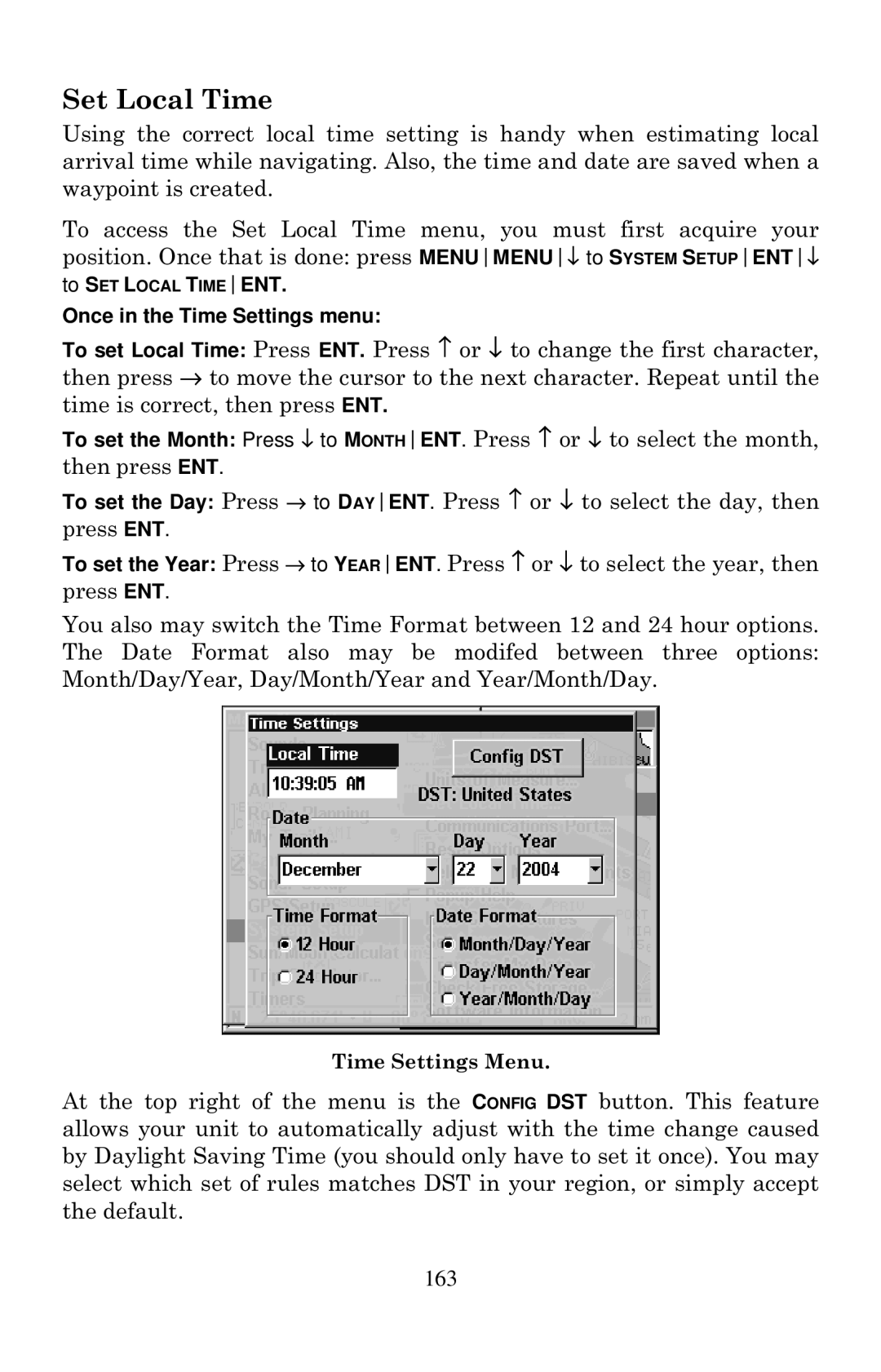 Eagle Electronics 1000C manual Set Local Time, 163 