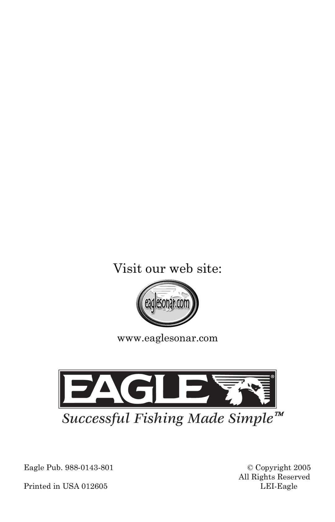 Eagle Electronics 1000C manual Visit our web site 