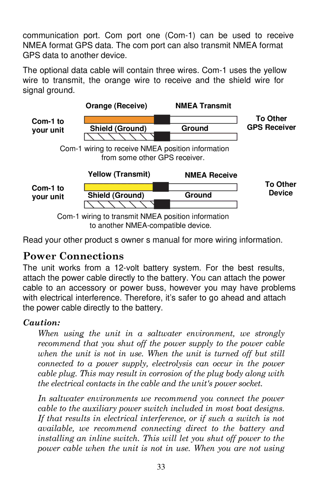 Eagle Electronics 1000C manual Power Connections 