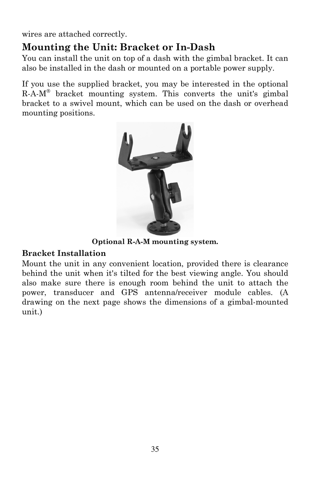 Eagle Electronics 1000C manual Mounting the Unit Bracket or In-Dash 