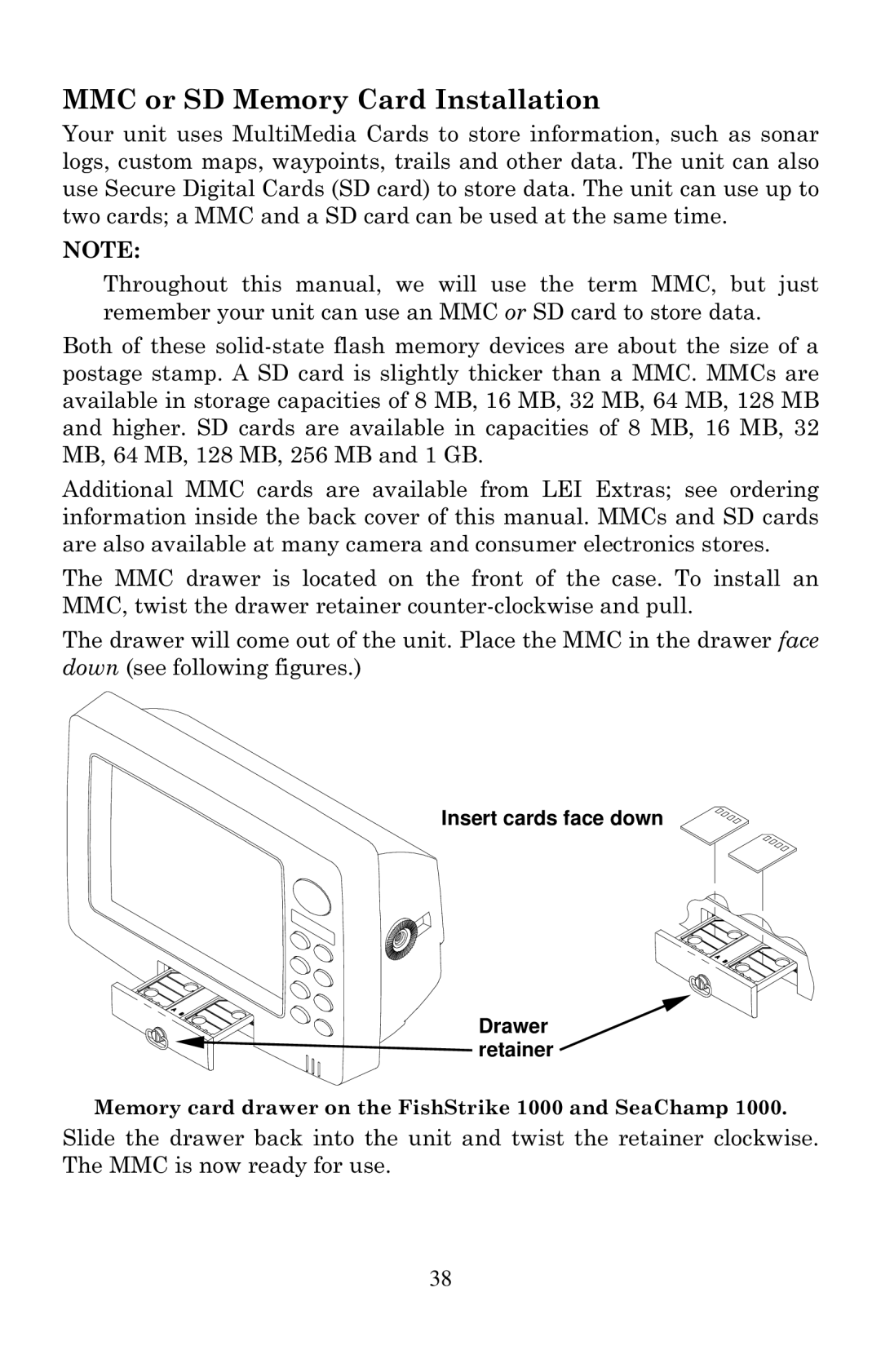 Eagle Electronics 1000C manual MMC or SD Memory Card Installation 