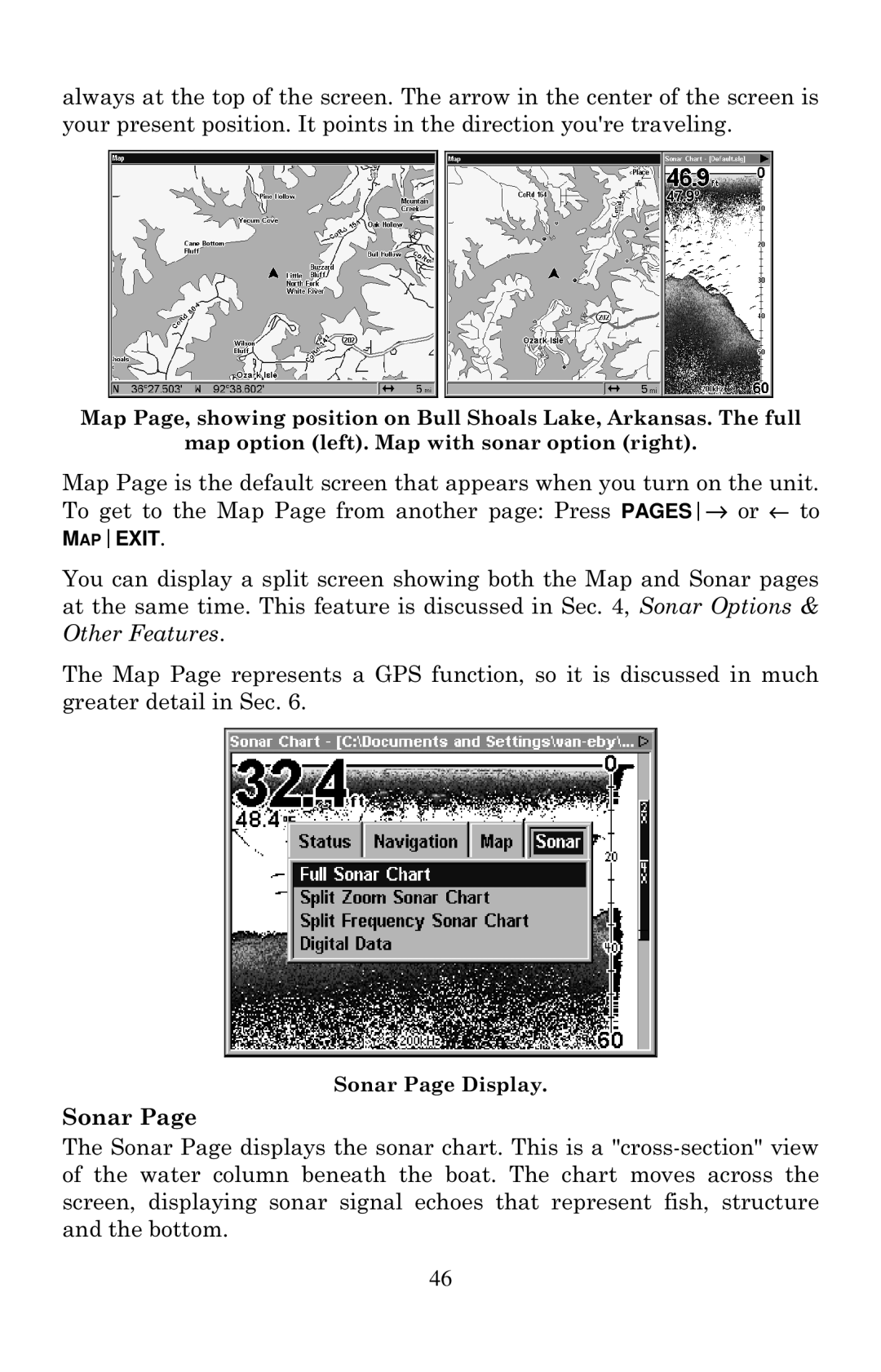 Eagle Electronics 1000C manual Sonar Page Display 