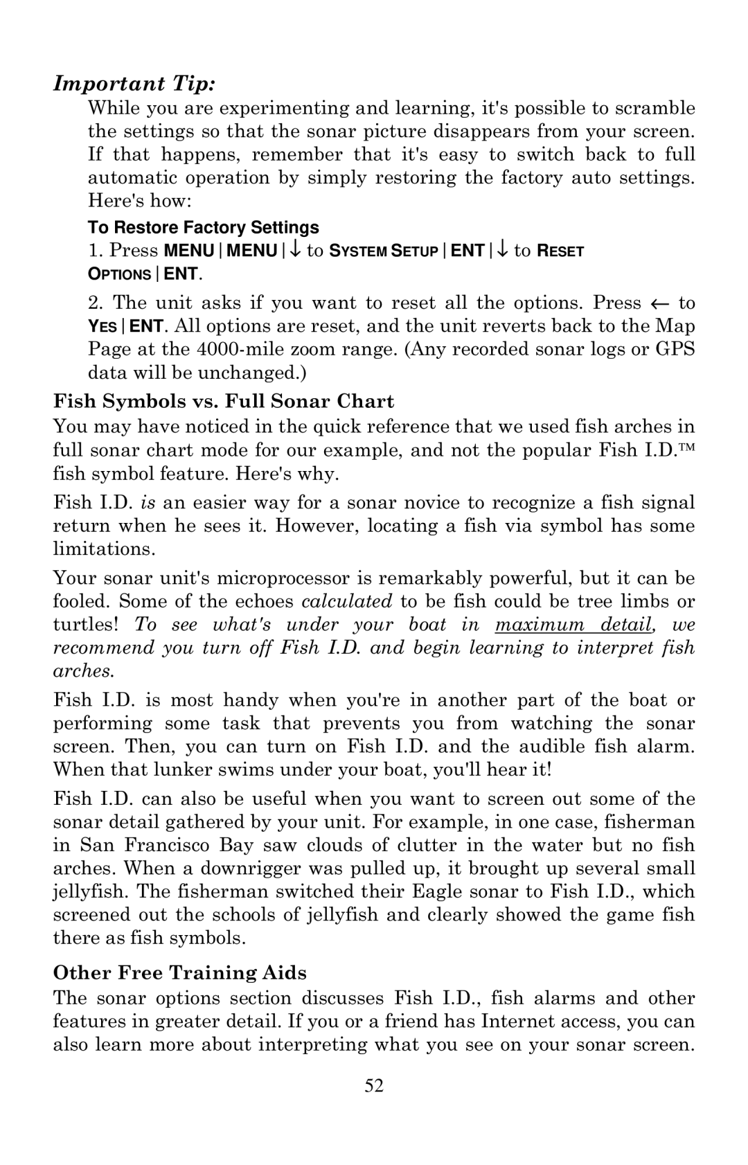 Eagle Electronics 1000C manual Important Tip 