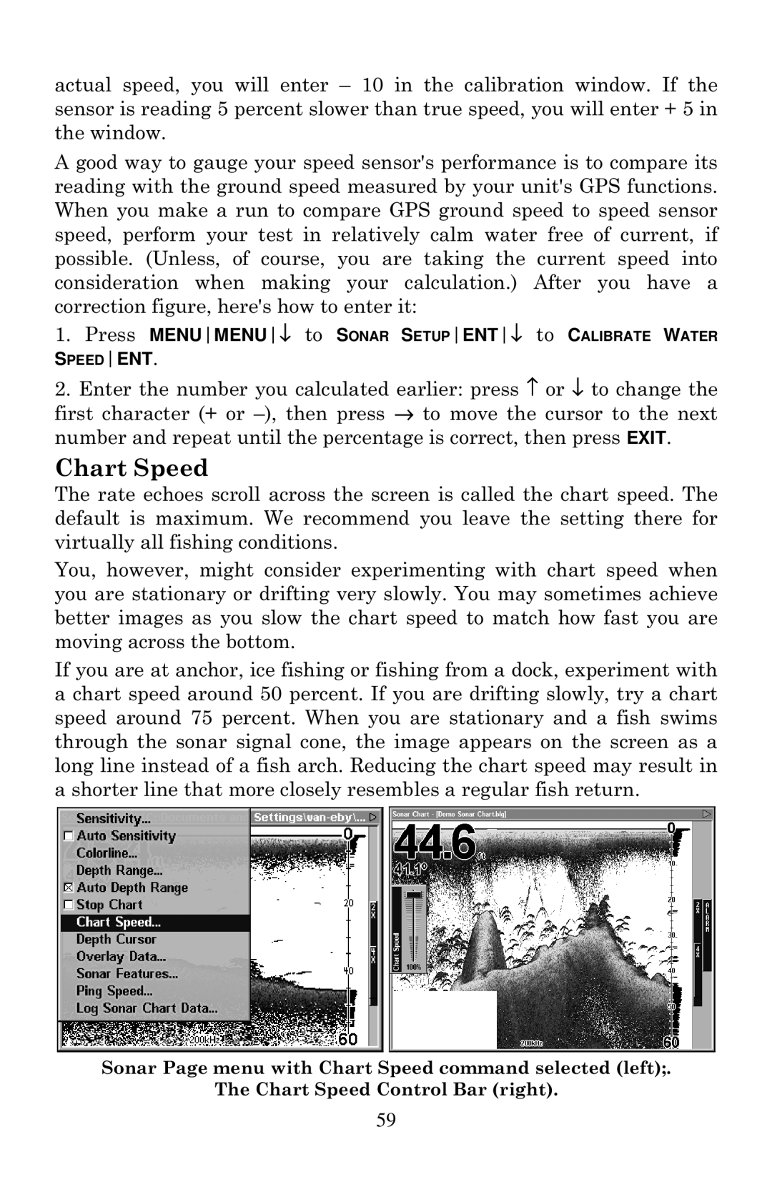 Eagle Electronics 1000C manual Chart Speed 