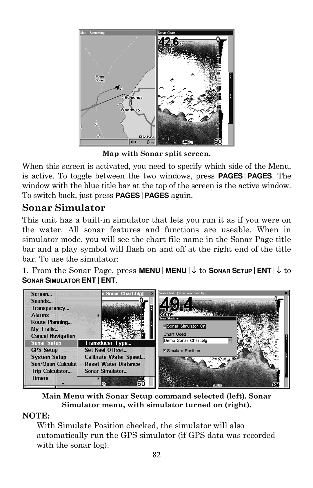 Eagle Electronics 1000C manual Sonar Simulator 