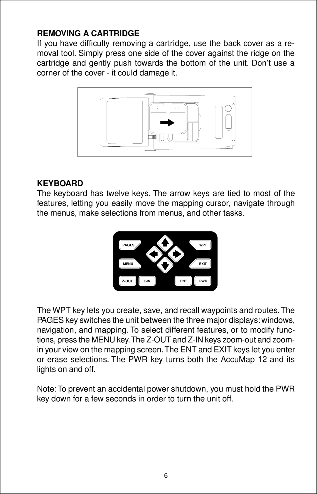 Eagle Electronics 12 manual Removing a Cartridge, Keyboard 