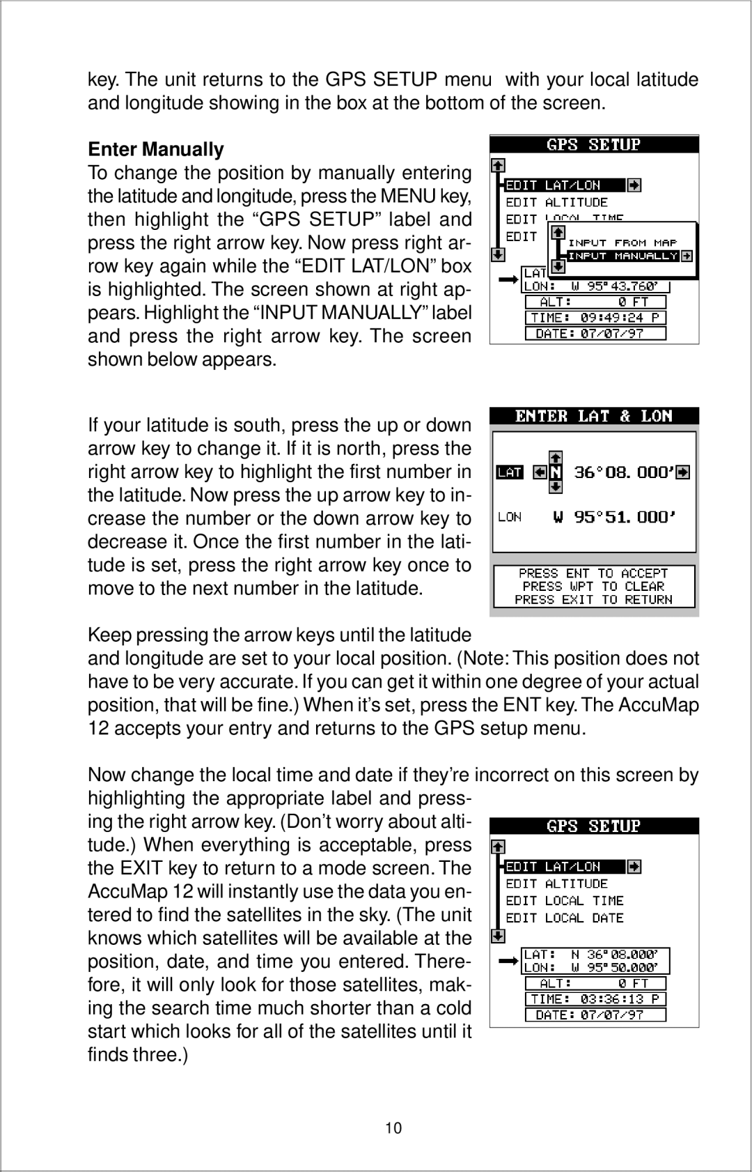 Eagle Electronics 12 manual Enter Manually 