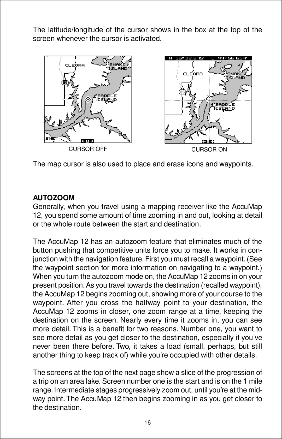 Eagle Electronics 12 manual Autozoom 