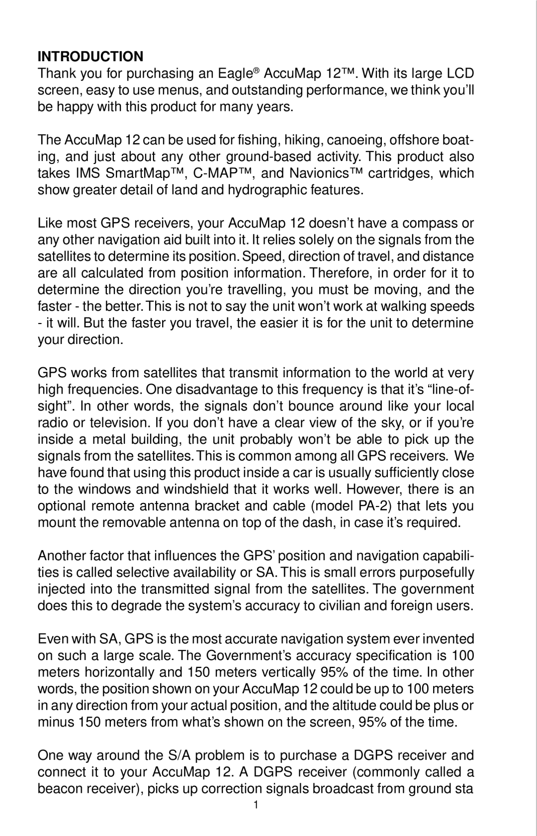 Eagle Electronics 12 manual Introduction 