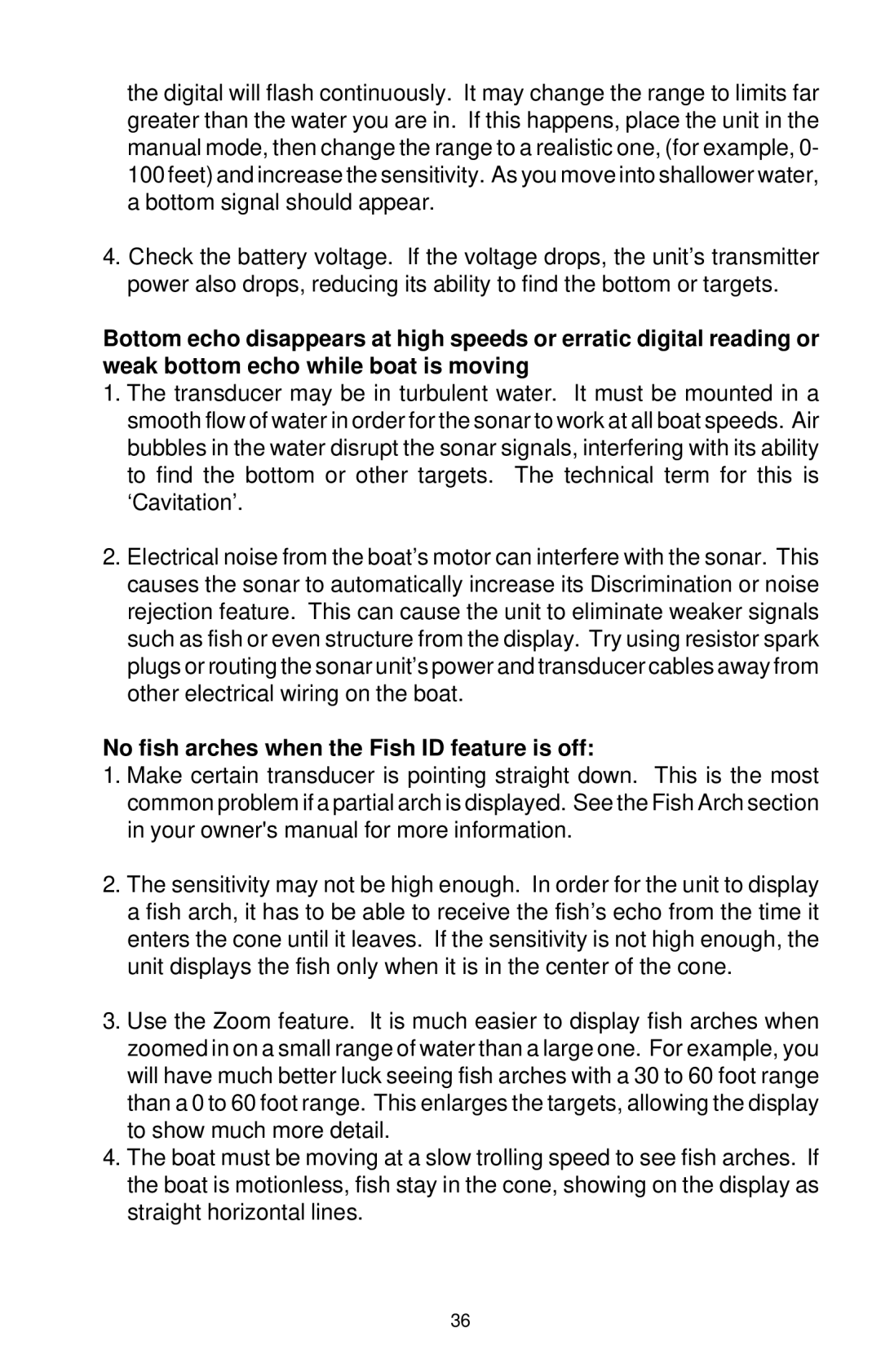 Eagle Electronics 128 manual No fish arches when the Fish ID feature is off 