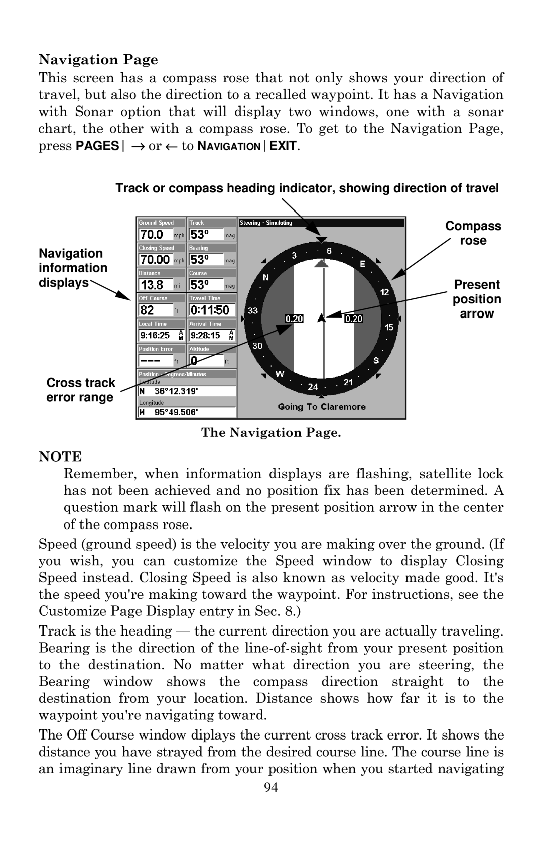 Eagle Electronics 2000 manual Position 