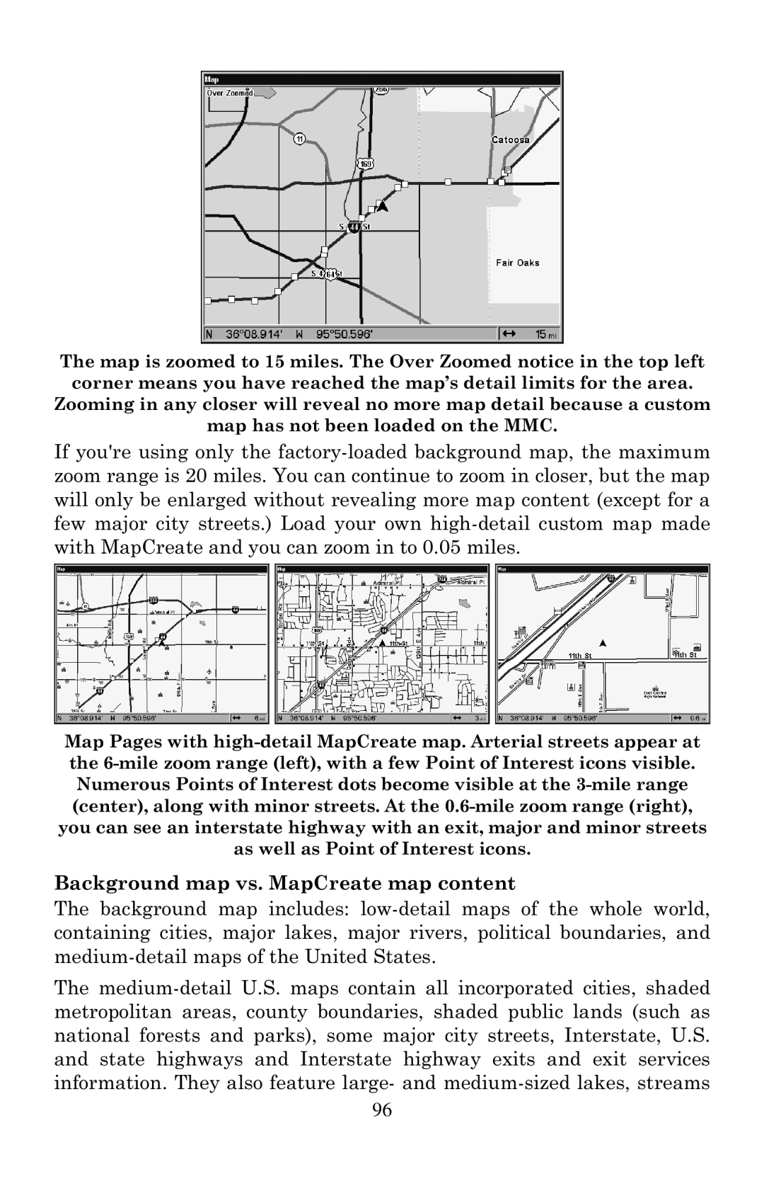 Eagle Electronics 2000 manual Background map vs. MapCreate map content 