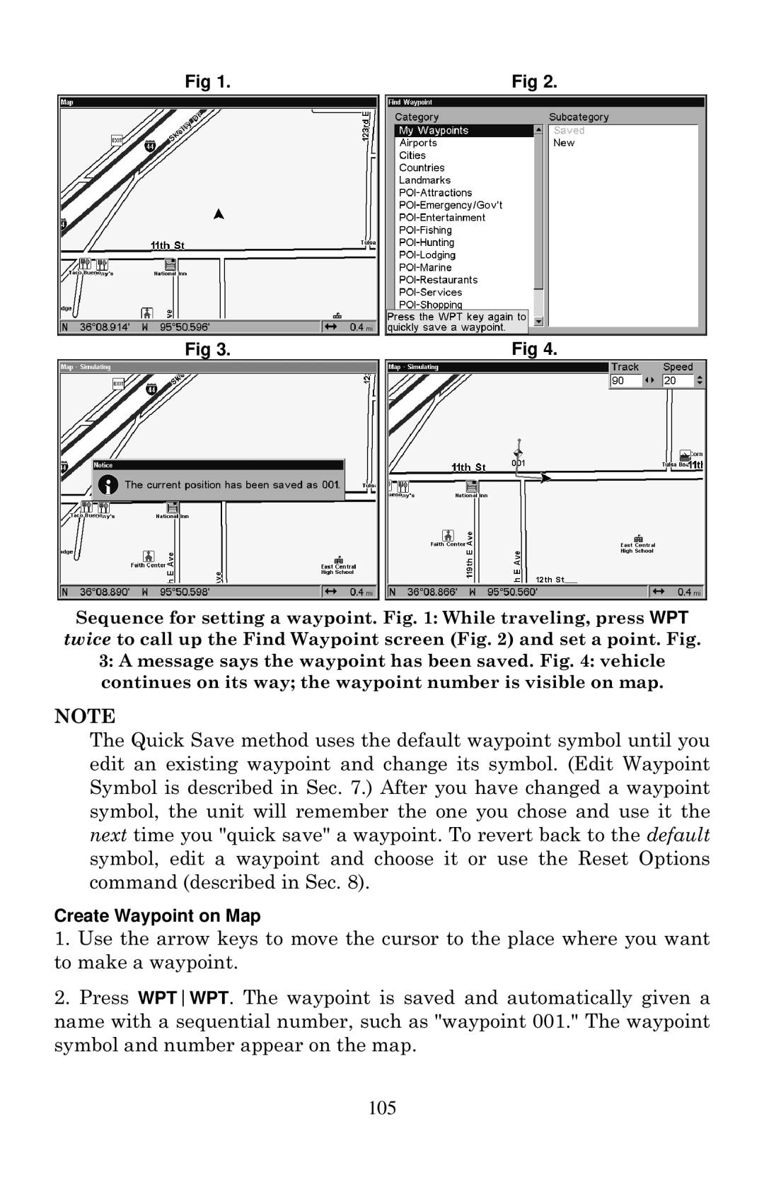 Eagle Electronics 2000 manual Create Waypoint on Map 