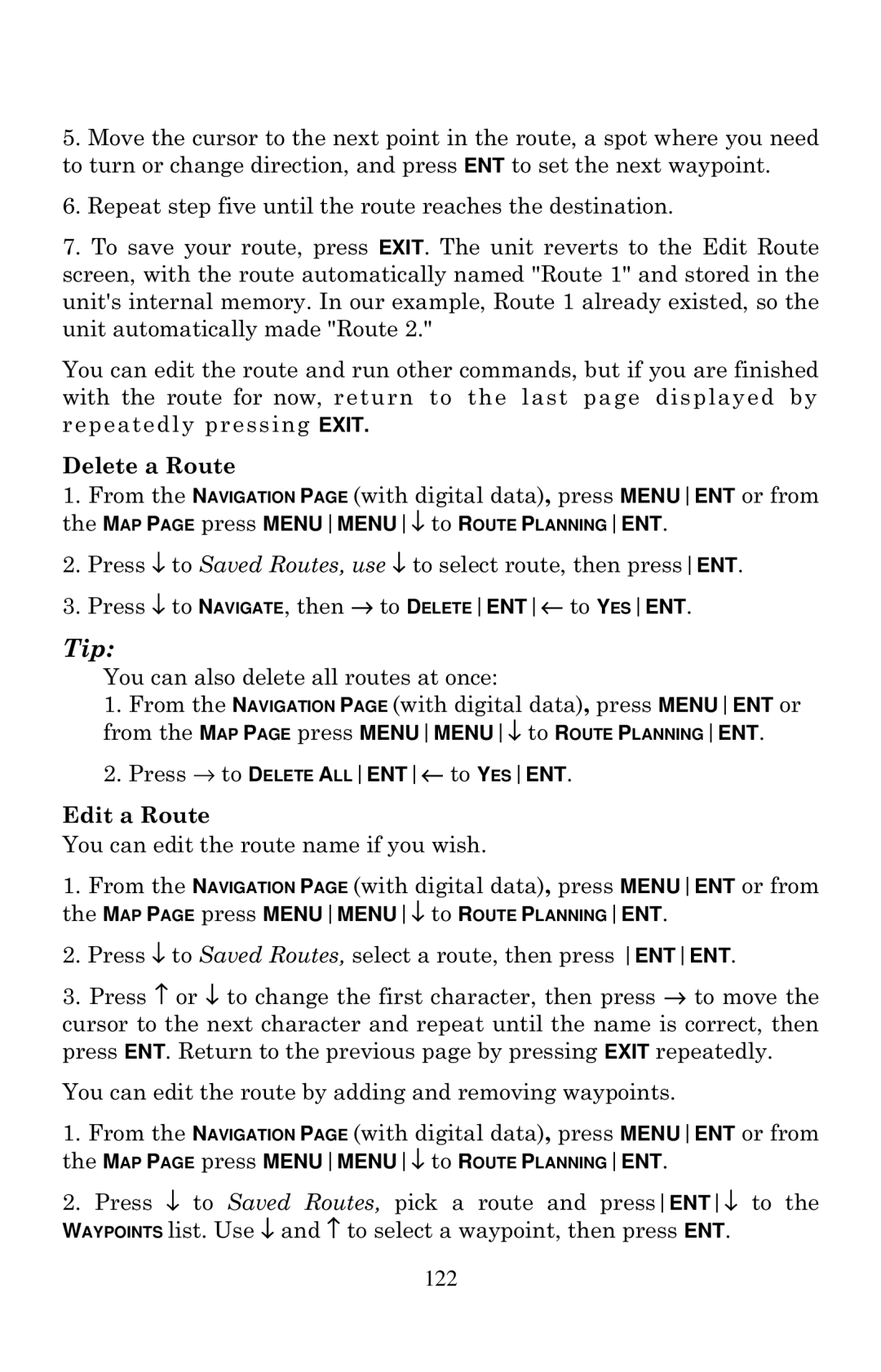 Eagle Electronics 2000 manual Delete a Route, Edit a Route 