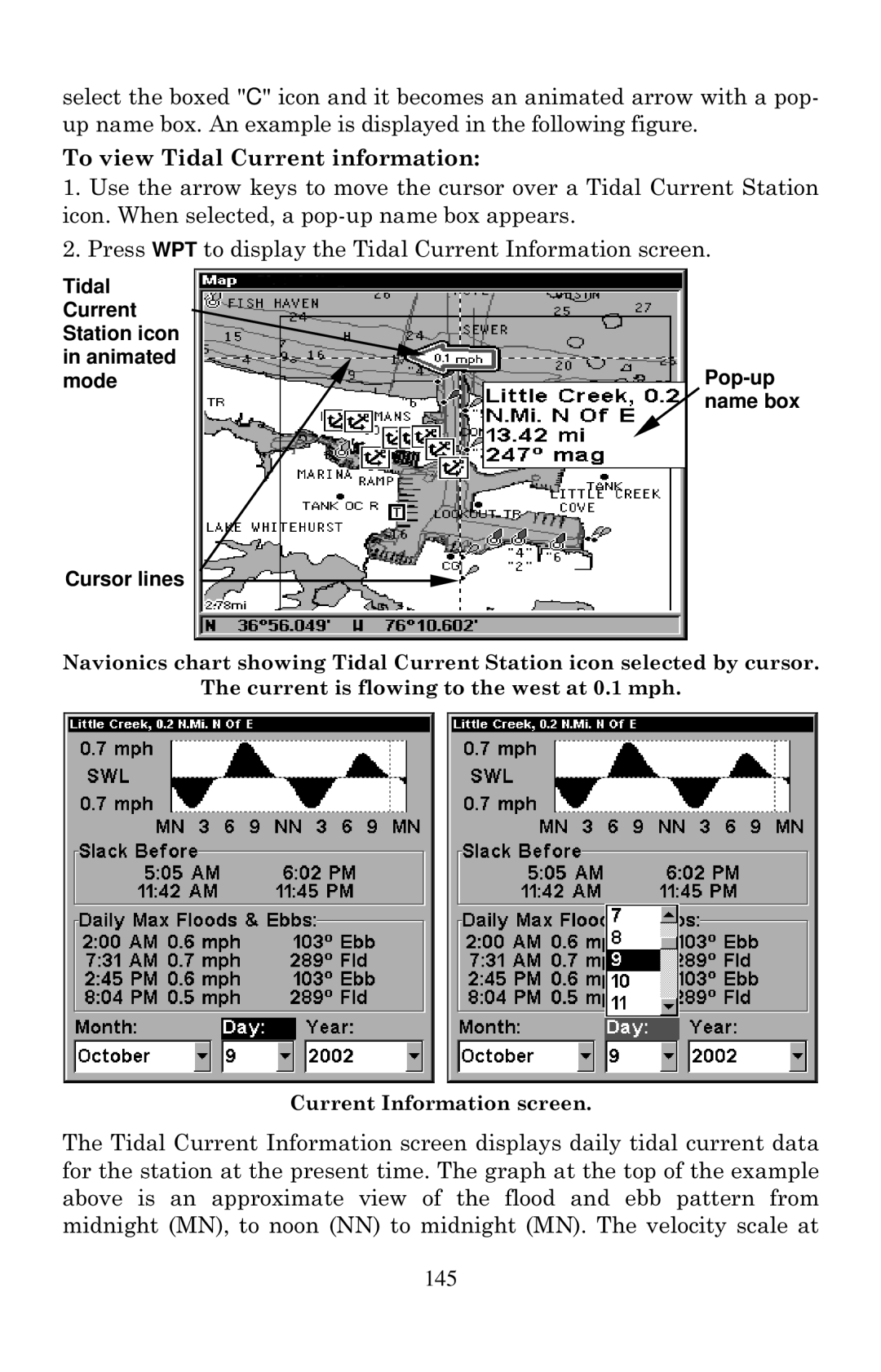 Eagle Electronics 2000 manual To view Tidal Current information 