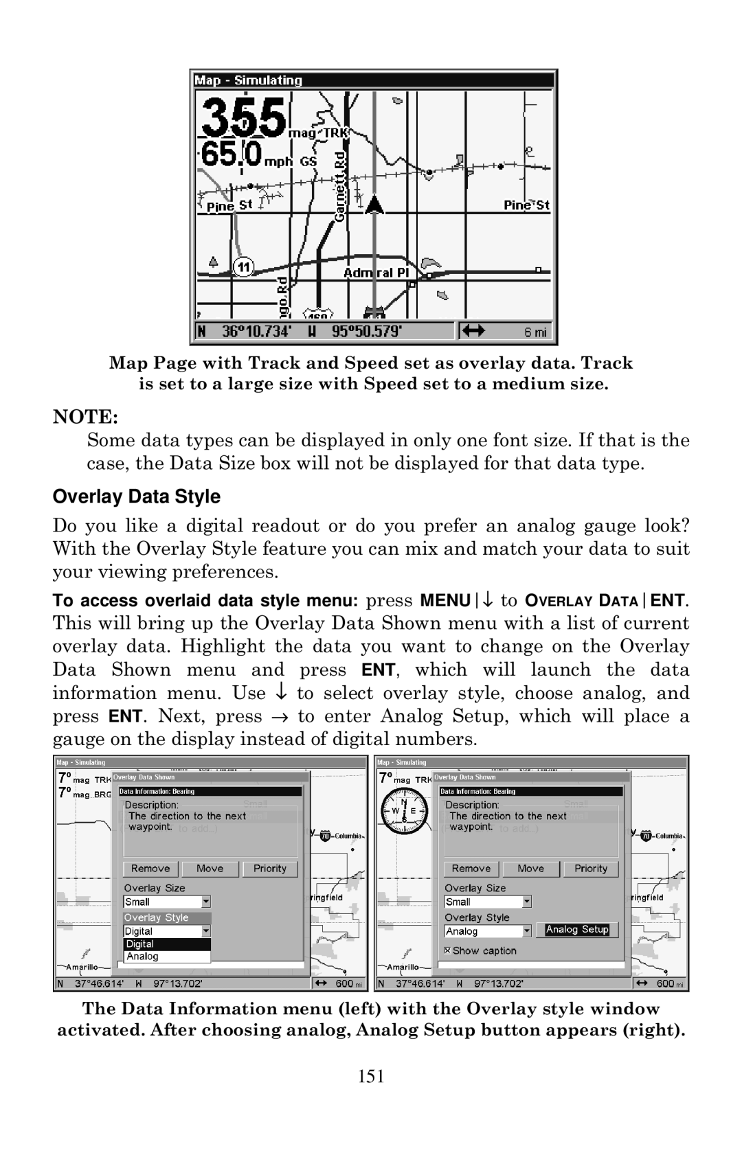 Eagle Electronics 2000 manual Overlay Data Style 