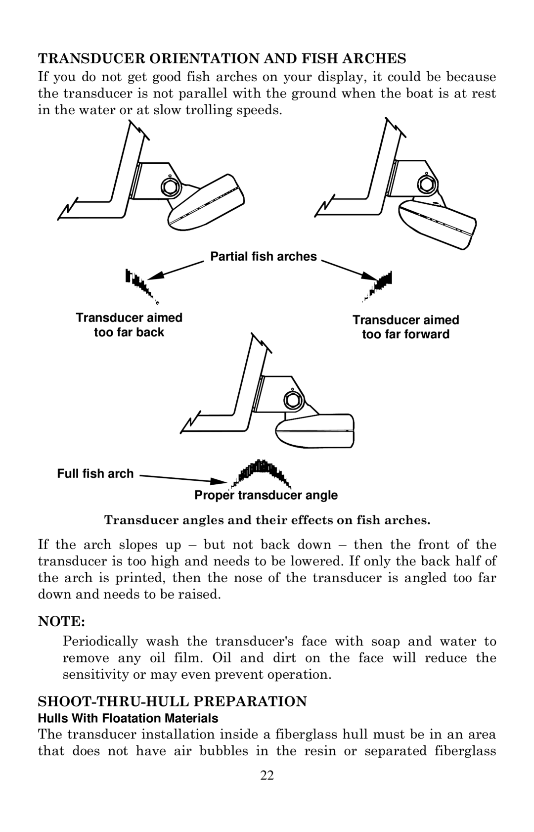 Eagle Electronics 2000 manual Transducer Orientation and Fish Arches 