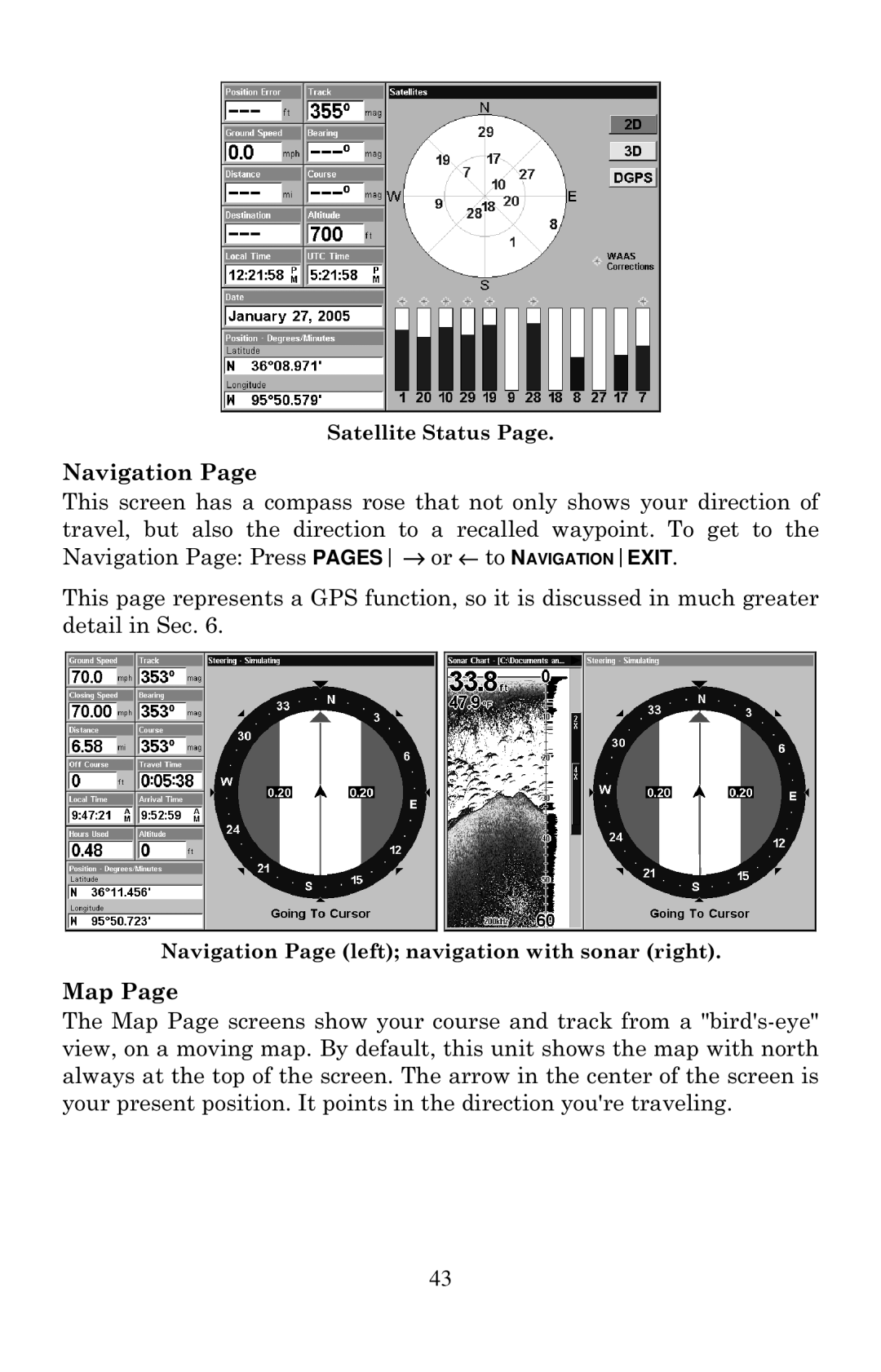 Eagle Electronics 2000 manual Navigation, Map 